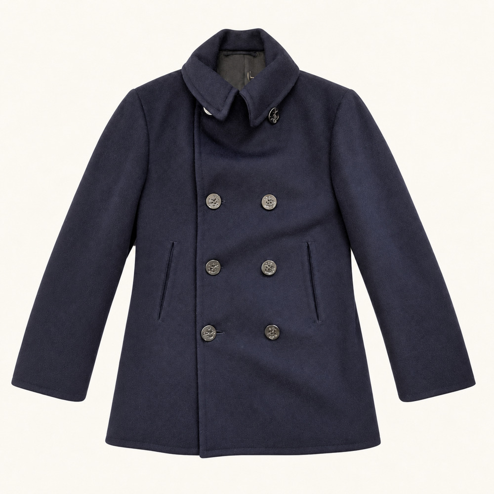 Vintage 1969 US Navy Peacoat Wool Kersey Vietnam Era Military Coat Size 38